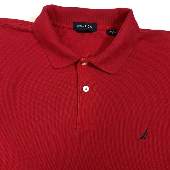 Nautica Mens Red 100%‎ Cotton Short Slv Polo Shirt Size L - Picture 1 of 6